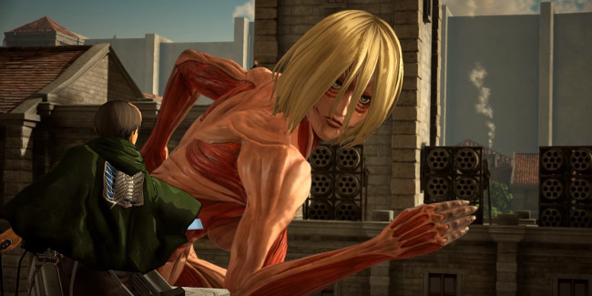 Attack on Titan 2 credits”  /> <br /> Press X to fire an anchor into nearby objects and go airborne with omni directional mobility. While in the air, X will launch another anchor while LS steers. Hit A for an air jump or hold the button to plow ahead at full speed - a technique called boost dashing. When in contact with a wall, keep LS tilted to perform a wall run - traversing along the wall. You can even come to a stop on a wall. Not all locations are anchor - compatible. When in such spots, and anchor disabled icon will show overhead.. You can move the camera around. <img src=